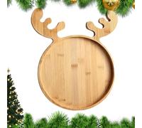 Holiday Cheese Platter Set - Christmas Charcuterie Board for Snacks and Appetizers, Wooden Serving Tray with Festive Design, Reusable Party Dishware, Kitchen Entertaining, Brown Finish