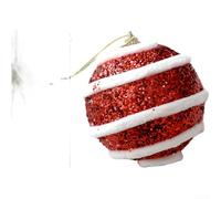 Holiday Christmas Tree Ornaments 8cm Foam Glitter Red Balls with Lightweight Hanging Design and Modern Minimalist Style (A)