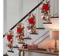 Holiday Classics Prelit Stair Swag Trim, Christmas Garland with Lights - Cordless, Red (45cm*20cm)