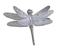 Holiday Clip Decoration with Mesh Butterfly and Dragonfly, Glitter Accents and Pearls for Festive Event Decoration (E)