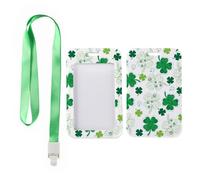 Holiday Clovers ID Card Holders with Green Lanyard, Pass Holder Lanyard, Vertical Name Badges Protector for Men, Vertical Cards Protector for Doctor, Nurse Essentials Work Delivery Driver Accessories