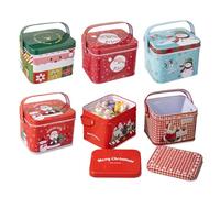 Holiday Cookie Tins,6-Piece Metal with Handle,Holiday Cookie Storage Containers - for Kids Family Friends Coworkers Cake Snack Chocolate Coin Jewelry Party Favors