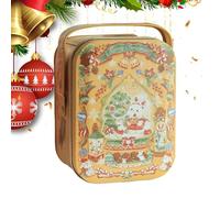 Holiday Cookie Tins, Portable Metal Cookie Tins with Lids, Christmas Treat Containers, Treat Jar with Handle, Versatile Holiday Cookie Boxes for Sweets, Cookies