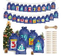 Holiday Countdown Bags - Reusable Drawstring Pouches, Empty Numbered Gift Bags, Festive Accent for Wedding Holiday Birthday Children Adults Family Friends, Perfect for Candy Snacks