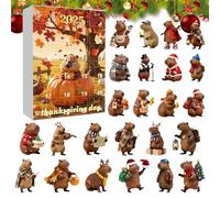 Holiday Countdown Calendar - 24 Days 2D Resin Bear Figurines for Christmas Celebration, Adorable Animal Ornament Collection, Reusable Festive Display for Living Room, Family, Children, Party