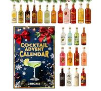 Holiday Countdown Calendar - Festive 24 Day 3D Display Decoration, Christmas Cocktail Ornament Set | for Adults Family Home Bar Party Celebration Bedroom Door Window Mantel Shelf Living Room Event Use