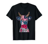 Holiday Cow Patchwork Snowman Cheer Design T-Shirt