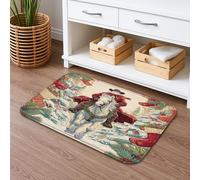 Holiday Cowboy Horse Quick Dry Bath Mat, Vintage Western Style Absorbent Non Slip Shower Mat, Festive Flannel Washable Bath Rugs for Bathroom Toilet Restroom Decorative 20x32 Inch