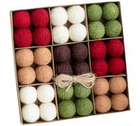 Holiday Craft Kit Featuring Felt Balls and Snowflake Ornaments with Hemp Rope, DIY Friendly Tree Decoration Set in 6 or 36 Pieces (H)