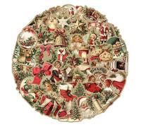 Holiday Craft Stickers - 50 Count Pack, Retro Design Set, Waterproof Vinyl Labels, Creative Decoration Kit | Christmas Themed Stickers for Home Outdoor Car Glass and Gift Wrapping for Seasonal Fun