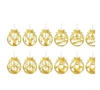 Holiday Decor 12 Piece Set of Double Sided Golden Acrylic Christmas Ball Ornaments with Reindeer, Snowflakes, and Merry Christmas Designs (1144 gold: 12 pieces)