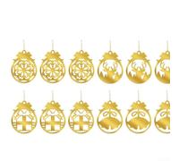 Holiday Decor 12 Piece Set of Double Sided Golden Acrylic Christmas Ball Ornaments with Reindeer, Snowflakes, and Merry Christmas Designs (1143 gold: 12 pieces)