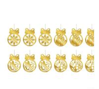 Holiday Decor 12 Piece Set of Double Sided Golden Acrylic Christmas Ball Ornaments with Reindeer, Snowflakes, and Merry Christmas Designs (1142 gold: 12 pieces)