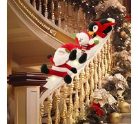 Holiday Decor Snowboarder Set with Plush Figures of Snowman, Santa, and Penguin for Indoor Festive Staircase and Handrail Displays