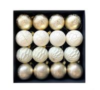 Holiday Decoration Set 16 Pcs Plastic Christmas Ball Ornaments 6cm for Tree and Garland Hanging ()