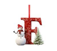 Holiday Decorations A-Z Letter Christmas Tree Ornaments, 26 Piece Alphabet Hanging Baubles, Personalized DIY Pendant Set, Snowman Theme Holiday Decor, Thanksgiving (F)