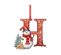 Holiday Decorations A-Z Letter Christmas Tree Ornaments, 26 Piece Alphabet Hanging Baubles, Personalized DIY Pendant Set, Snowman Theme Holiday Decor, Thanksgiving (H)