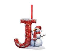 Holiday Decorations A-Z Letter Christmas Tree Ornaments, 26 Piece Alphabet Hanging Baubles, Personalized DIY Pendant Set, Snowman Theme Holiday Decor, Thanksgiving (J)