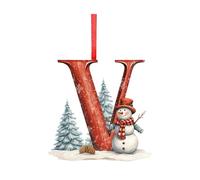 Holiday Decorations A-Z Letter Christmas Tree Ornaments, 26 Piece Alphabet Hanging Baubles, Personalized DIY Pendant Set, Snowman Theme Holiday Decor, Thanksgiving (V)