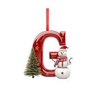 Holiday Decorations A-Z Letter Christmas Tree Ornaments, 26 Piece Alphabet Hanging Baubles, Personalized DIY Pendant Set, Snowman Theme Holiday Decor, Thanksgiving (G)