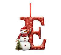 Holiday Decorations A-Z Letter Christmas Tree Ornaments, 26 Piece Alphabet Hanging Baubles, Personalized DIY Pendant Set, Snowman Theme Holiday Decor, Thanksgiving (E)