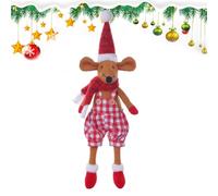 Holiday Decorations, Festive Mice OrnamentSoft Christmas Toy Plaid Fabric Long-Legged Stuffed Mice - Comfortable Christmas Doll, Plush Mice for Mantels, Shelves, Dining Tables, Kitchen Cabinets