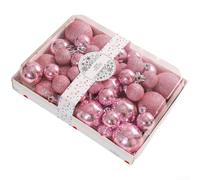 Holiday Decorations Set with 42 Plastic Hanging Balls Featuring Electroplated PVC Material and Glitter Effect for Tree and Seasonal Party Ambiance (Pink (42 PCS))