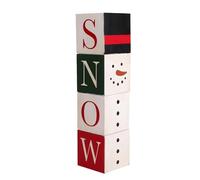 Holiday Desktop Ornament - 4 Pack Decorative Wooden Blocks, Charming Festive Figurine Set with Rustic Style Finish, Collectible Christmas Display | Shelf Table Window Sill Bookshelf Decoration