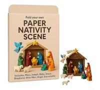 Holiday DIY Origami Paper Nativity Scene Kit for Families to Create Decorative Figures of Jesus, Angel, and Animals with Clear Step by Step Guide (A)