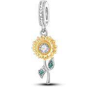 Holiday Dog Cat Heart Sunflower Music Butterfly Mother Daughter Charm Bead Pendant 925 Sterling Silver Compatible With Pandora Charm Moments Bracelet (Sunflower Flower Love)