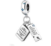 Holiday Dog Cat Heart Sunflower Music Butterfly Mother Daughter Charm Bead Pendant 925 Sterling Silver Compatible With Pandora Charm Moments Bracelet (Travel Ticket Holiday Passport Aiplane)