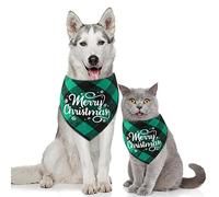 Holiday Dog Scarf Plaid Thanksgiving Christmas Dog Bandana Scarf Triangles Bib Squares Gift Set Pet Accessories Puppy Bow Ties for Small Boy Dogs (red f, One Size)