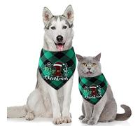 Holiday Dog Scarf Plaid Thanksgiving Christmas Dog Bandana Scarf Triangles Bibs Squares Scarf Gift Set Pet Accessories (Red C, One Size)