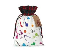 Holiday Drawstring Abstract Paint Splashes Print Gift Bags,Assorted Size Small,Medium,Holiday Xmas Presents Wrapping Bags With Tags