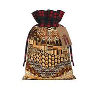 Holiday Drawstring African Style Patchwork Print Gift Bags,Assorted Size Small,Medium,Holiday Xmas Presents Wrapping Bags With Tags