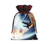 Holiday Drawstring Airplane Print Gift Bags,Assorted Size Small,Medium,Holiday Xmas Presents Wrapping Bags With Tags