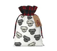 Holiday Drawstring American Bulldog Head Print Gift Bags,Assorted Size Small,Medium,Holiday Xmas Presents Wrapping Bags With Tags