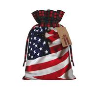 Holiday Drawstring American Flag1 Print Gift Bags,Assorted Size Small,Medium,Holiday Xmas Presents Wrapping Bags With Tags