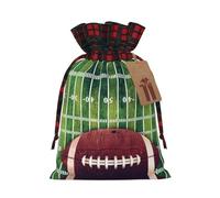 Holiday Drawstring American Football Field And Ball Print Gift Bags,Assorted Size Small,Medium,Holiday Xmas Presents Wrapping Bags With Tags