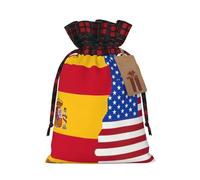 Holiday Drawstring American Spain Flag Print Gift Bags,Assorted Size Small,Medium,Holiday Xmas Presents Wrapping Bags With Tags