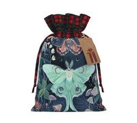 Holiday Drawstring Beautiful Moth Print Gift Bags,Assorted Size Small,Medium,Holiday Xmas Presents Wrapping Bags With Tags