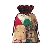 Holiday drawstring gift bags and Cute guinea pigs printed color-block gift bags are ideal for holiday packaging and party favors