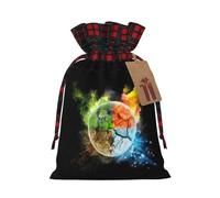 Holiday drawstring gift bags and Four Elements printed color-block gift bags are ideal for holiday packaging and party favors