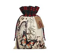 Holiday drawstring gift bags and Music Background with Harp and Butterfly printed color-block gift bags are ideal for holiday packaging and party favors