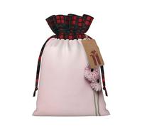 Holiday drawstring gift bags and Two pink floral printed color-block gift bags are ideal for holiday packaging and party favors