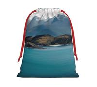 Holiday Drawstring Gift Bags Islands and Mountain Wrapping Sacks Pouches for Xmas Presents Craft Jewelry Pouches Christmas Candy Bag for Wedding Party Favor Wrapping Bags