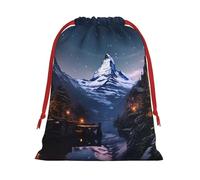 Holiday Drawstring Gift Bags Night View Wrapping Sacks Pouches for Xmas Presents Craft Jewelry Pouches Christmas Candy Bag for Wedding Party Favor Wrapping Bags