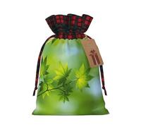 Holiday Drawstring Hd Green Nature Print Gift Bags,Assorted Size Small,Medium,Holiday Xmas Presents Wrapping Bags With Tags