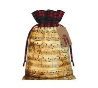 Holiday Drawstring Music Note Print Print Gift Bags,Assorted Size Small,Medium,Holiday Xmas Presents Wrapping Bags With Tags