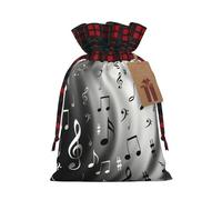 Holiday Drawstring Music Notes Print Print Gift Bags,Assorted Size Small,Medium,Holiday Xmas Presents Wrapping Bags With Tags